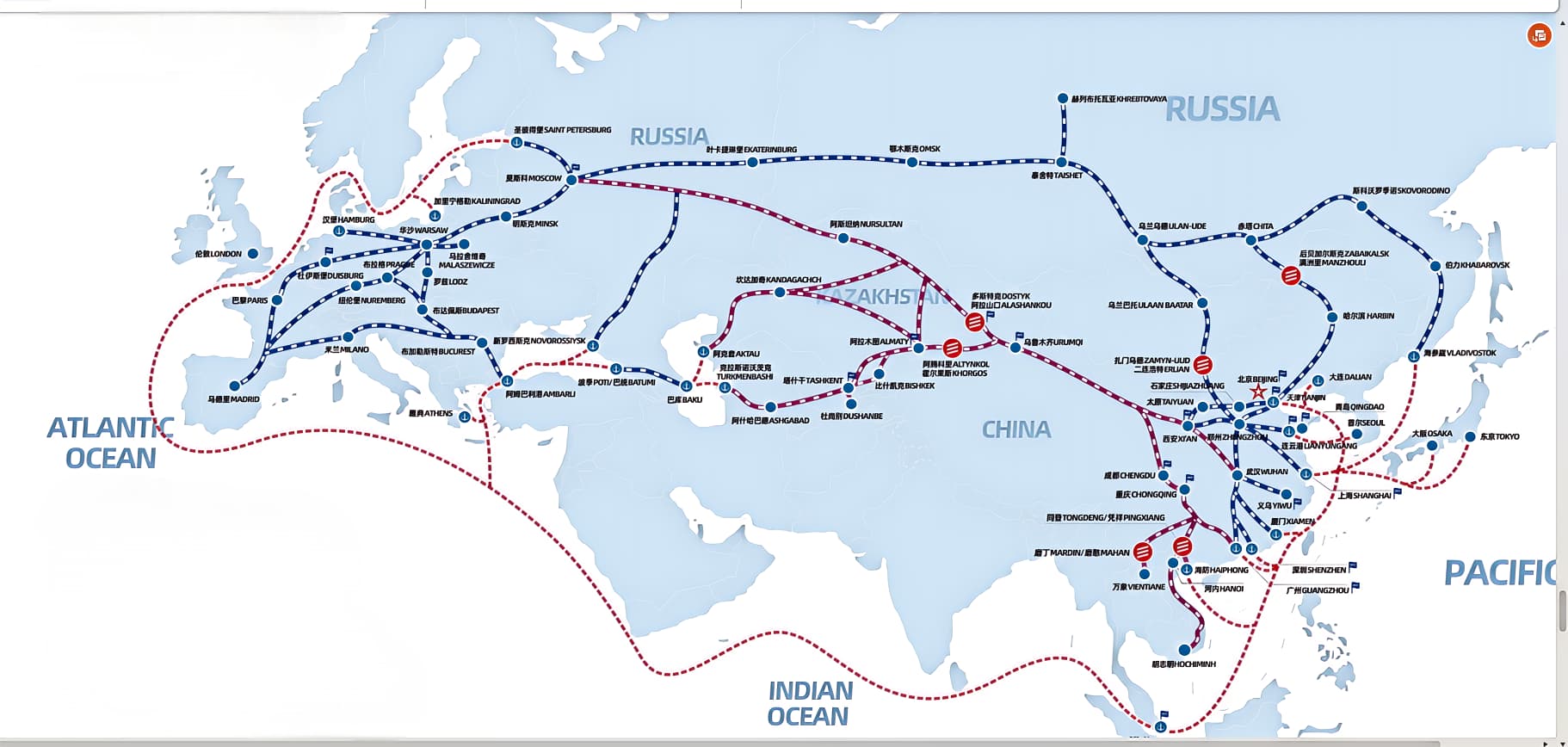 China Europe Freight Train Routes