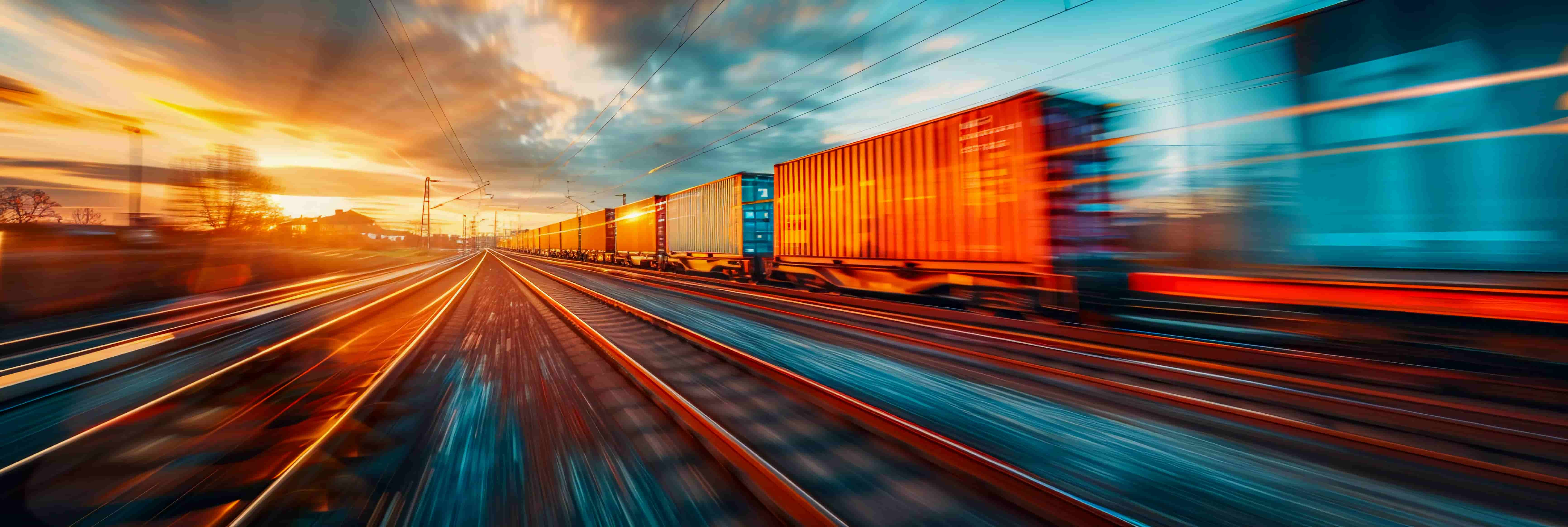 A container train moving at high speed